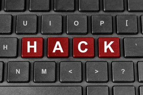 Hack word on keyboard Stock Photos