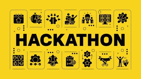 Hackathon black and yellow word concept Stock Illustration
