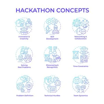 Hackathon blue gradient concept icons イラスト素材
