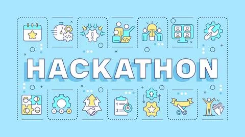 Hackathon blue word concept Stock Illustration