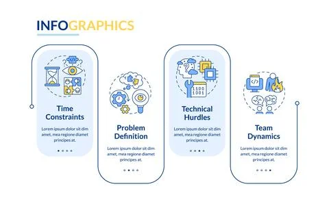 Hackathon challenges blue rectangle infographic template Stock Illustration