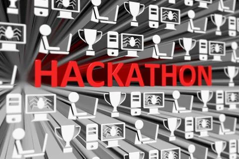 HACKATHON concept blurred background 3d render illustration Stock Illustration