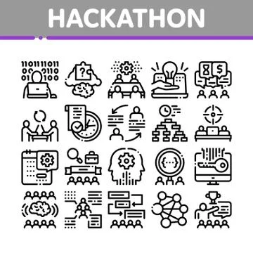 Hackathon Development Collection Icons Set Vector Stock Illustration
