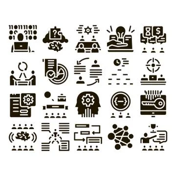 Hackathon Development Glyph Set Vector Stock-Illustration