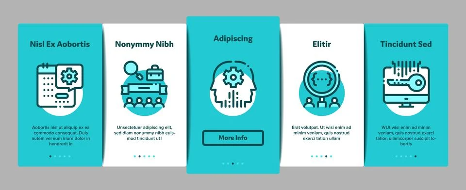 Hackathon Development Onboarding Elements Icons Set Vector Stock Illustration