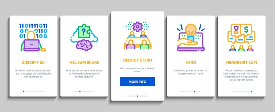 Hackathon Development Onboarding Elements Icons Set Vector Stock Illustration