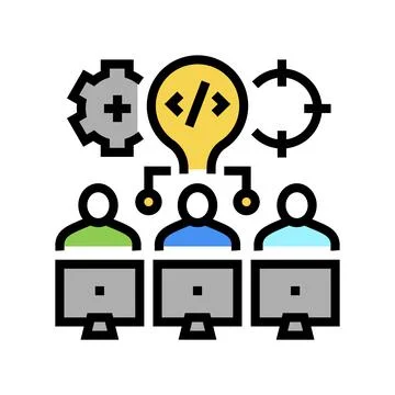 Hackathon fintech development color icon vector illustration Stock Illustration