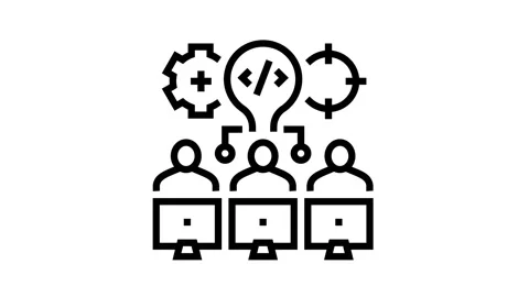 Hackathon fintech development line icon animation Stock Footage 224319012