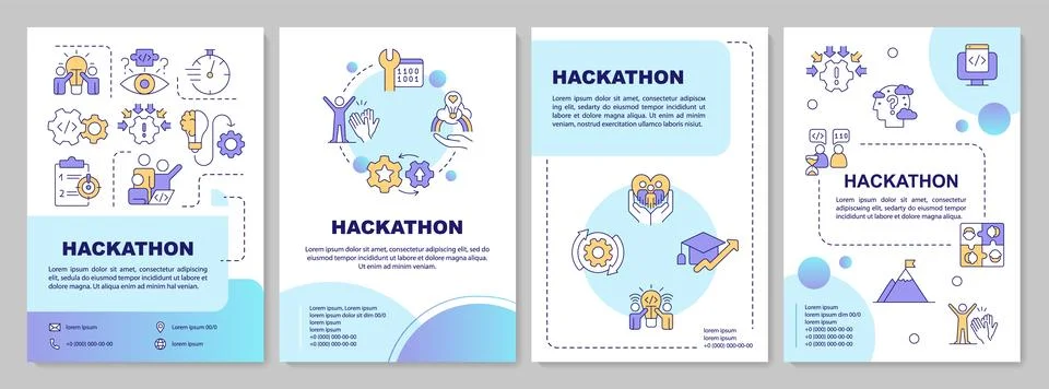Hackathon green circle brochure template Stock Illustration