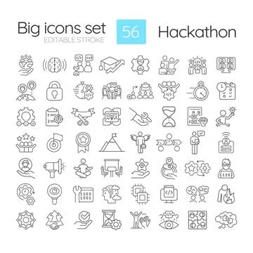 Hackathon linear icons set Stock Illustration