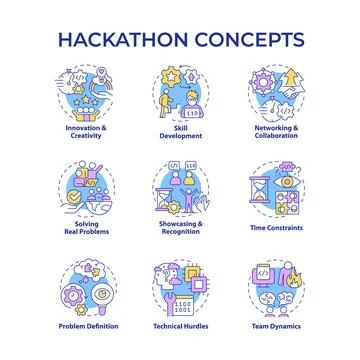 Hackathon multi color concept icons Stockillustratie