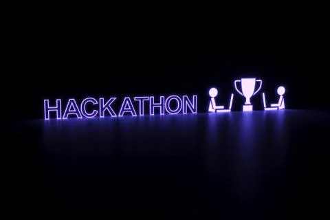 HACKATHON neon concept self illumination background 3D illustration Stock Illustration
