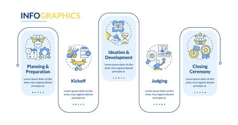 Hackathon process structure blue rectangle infographic template 스톡 일러스트