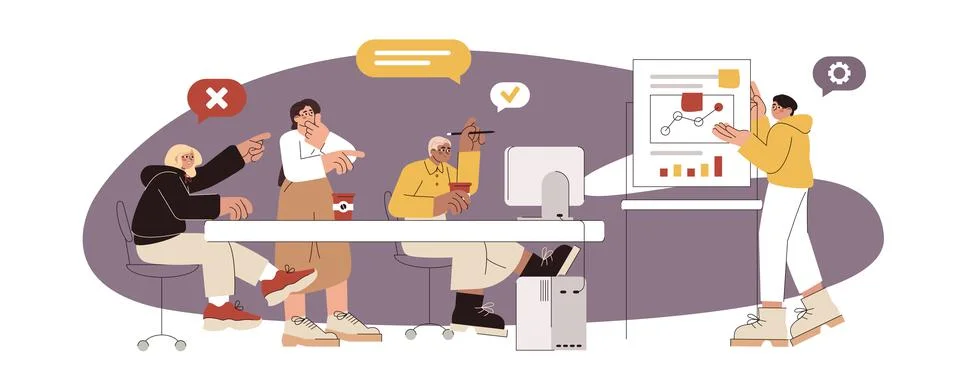 Hackathon programmers develop creative startup project 스톡 일러스트