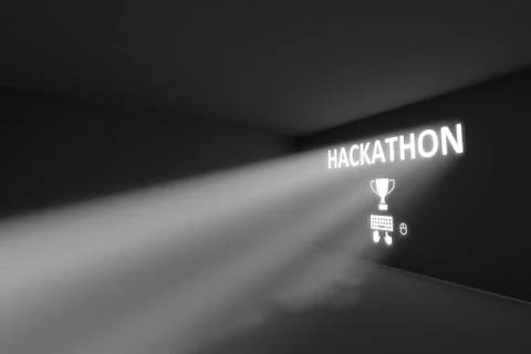 HACKATHON rays volume light concept 3d illustration Stock Illustration