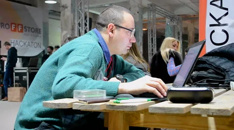 Hackathon software competition in Kiev, Ukraine. Vídeo Stock 60643850