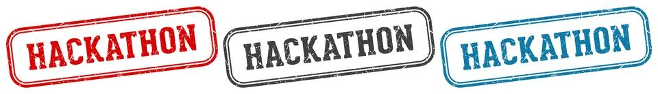 Hackathon stamp. hackathon rectangular stamp set isolated on white background Ilustración de archivo