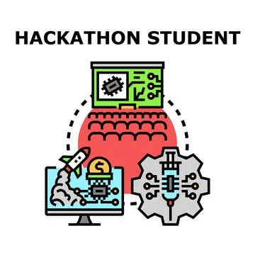 Hackathon student developing startup innovation project Stock Illustration