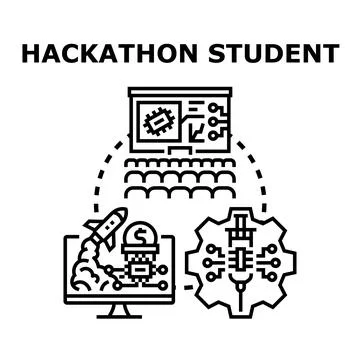 Hackathon student developing startup innovation project Stock Illustration