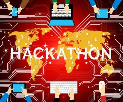 Hackathon Technology Threat Online Coding 2d Illustration 스톡 일러스트