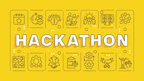Hackathon yellow word concept Stock Illustration