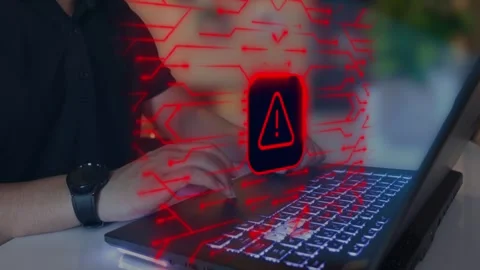 Hacked Alert Cyber Attack on Computer Network Cybersecurity Stock Footage 316158532