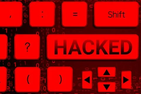 Hacked button on key board and code numbers. Illustrazione stock