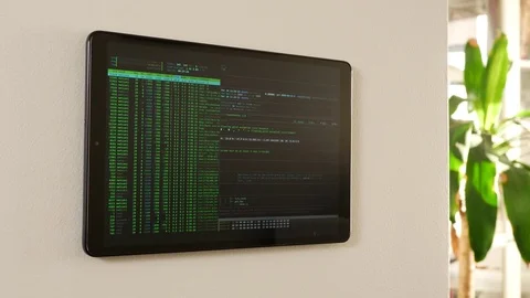 Hacked Codes Smart Home Wall Control Screen Stockbeeldmateriaal 125088614