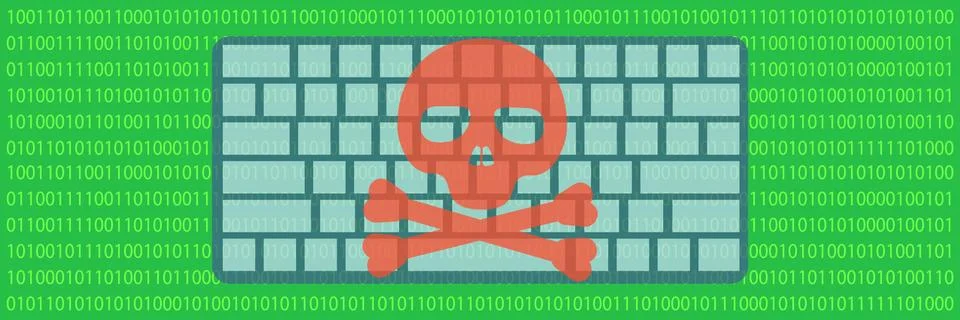 Hacked computer banner horizontal, flat style Illustrazione stock