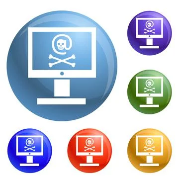 Hacked computer icons set vector Illustrazione stock