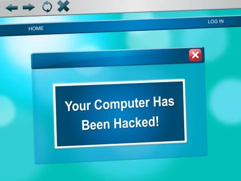 Hacked Computer Popup Message On Laptop 3d Illustration Stockillustratie