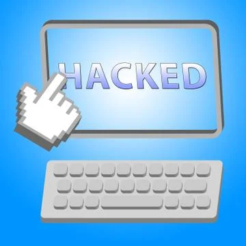 Hacked Computer Screen And Keyboard 3d Illustration Stock Illustration