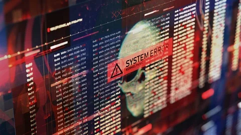 Hacked computer, system error flashing on screen, glitch, hacking attack, breach Stock Footage 98398841