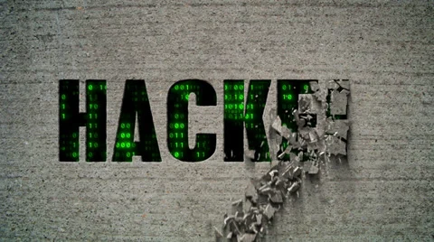 Hacked Crumbling Wall Code Matrix Stock Footage 39662382