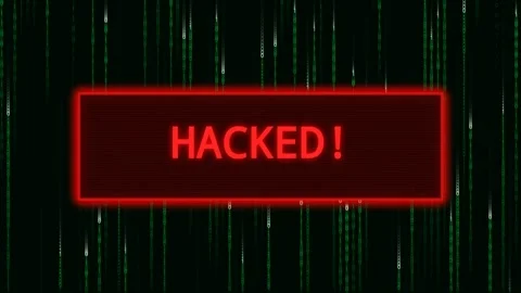 Hacked cyber security warning animation matrix background Stock Footage 346643182