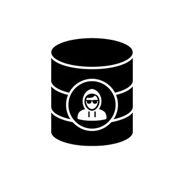 Hacked Database Security Breach Black Filled Style Icon Stock Illustration