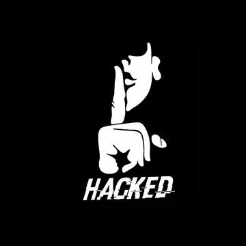Hacked Digital Security Concept with Shushing Hand Graphic. Stock Illustration
