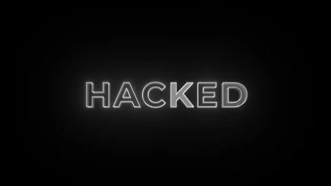 HACKED flashing neon text animation with a blinking effect. Pop-up message... Stock Footage 317454471