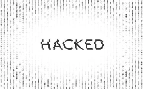 Hacked glitch with matrix effect. Binary code on white backdrop. Hacker attack Stock Illustration