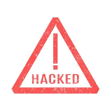 Hacked icon in the form of a triangular stamp, vector illustration. 스톡 일러스트