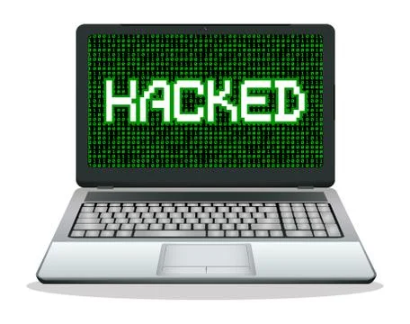 Hacked laptop computer vector Stock Illustration