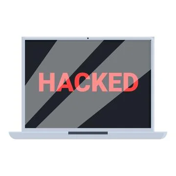 Hacked laptop showing data breach and cyber security threat Stock Illustration