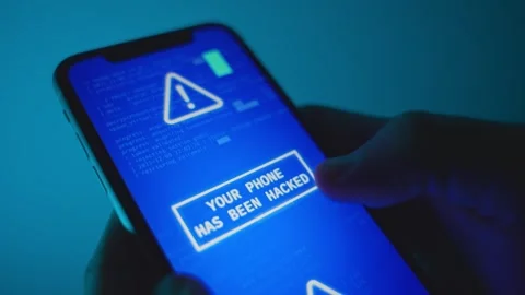 Hacked mobile device is locked showing message notification on screen Видео 323842654