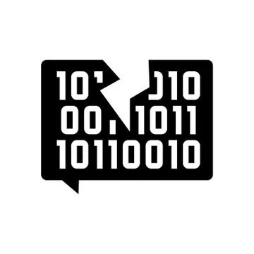 Hacked password binary code glyph icon vector illustration Stock Illustration