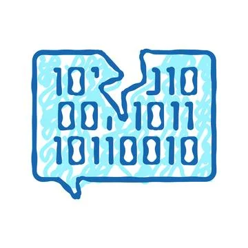 Hacked password binary code icon doodle illustration Stock Illustration