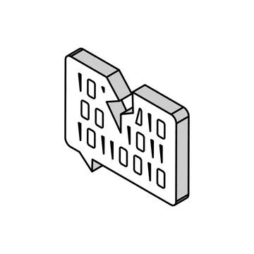 Hacked password binary code isometric icon vector illustration Stock Illustration