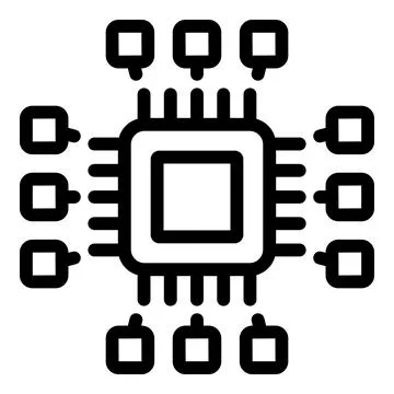 Hacked processor icon outline vector. Data network Stock Illustration