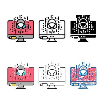 Hacked software color icon range vector 스톡 일러스트