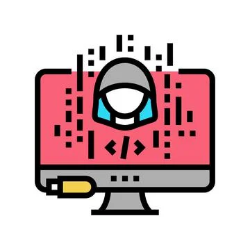 Hacked software color icon vector illustration Stock Illustration