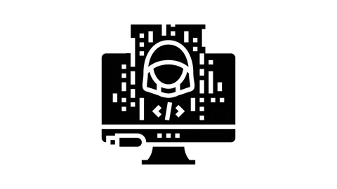 Hacked software glyph icon animation Stock Footage 222825043